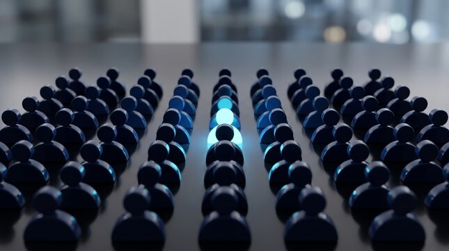 Stand Out From The Crowd: Unique Individual In Blue Light