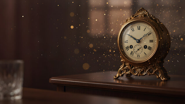 Decorative clock displaying the year 2027 with illuminated numbers and soft bokeh lights in the background, symbolizing New Year's celebration and countdown, created with generative ai