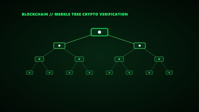 Blockchain Merkle Tree Cryptography Data Verification Network Security Flowchart
