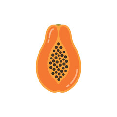 Fototapeta premium Fresh Papaya Half Cut Isolated on White Background, Tropical Fruit Illustration
