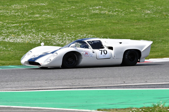 Scarperia, 5 April 2024: Porsche 911 Carrera RS year 1975 in action during Mugello Classic 2024 at Mugello Circuit in Italy.