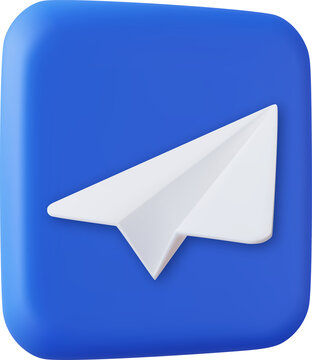 3d Telegram app icon symbols.