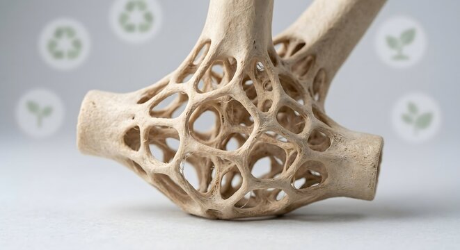 Macro of a sustainable mycelium bio-composite packaging node with complex cellular lattice