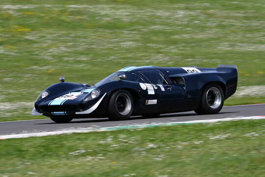 Scarperia, 5 April 2024: Lola T70 Mk 3 year 1967 in action during Mugello Classic 2024 at Mugello Circuit in Italy.