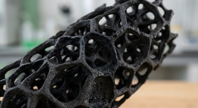 High-tech carbon capture biochar structure with complex porous Voronoi lattice
