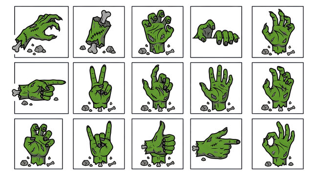 Set of zombie hands isolated on transparent background, helloween, helloween 2026, helloween png, helloween element