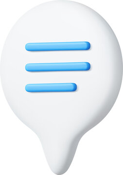3d Blank white speech bubble pin