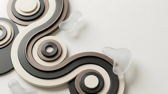 Abstract 3D layered s-curve design in neutral tones.