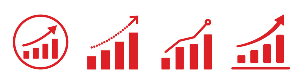 moving up concept of stock market business growth, increasing financial profit, business grow up trend sign.  bar chart illustration showing upward growth trend with rising bars and directional arrow.