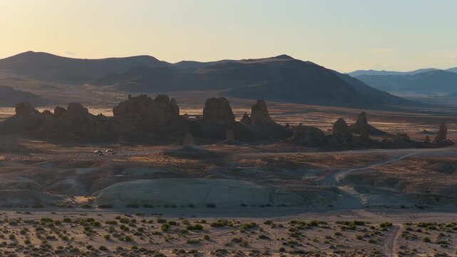 Aerial Trona Pinnacles California Desert Landscape Flyover