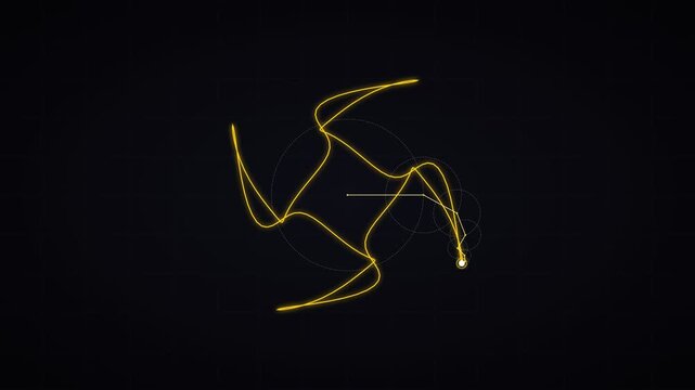 Abstract yellow neon line art showing data flow and connectivity animation
