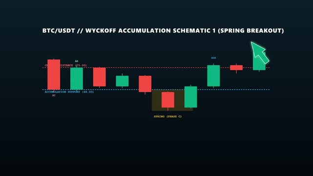 Crypto trading chart showing technical accumulation pattern breakout analysis and market trends