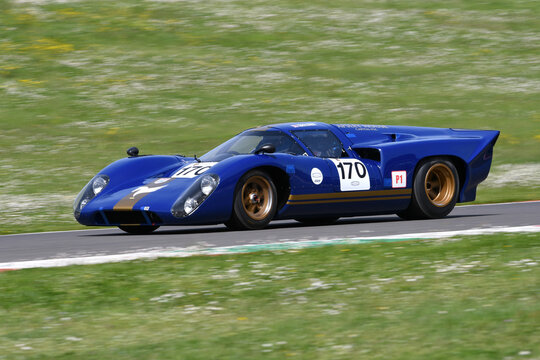 Scarperia, 5 April 2024: Lola T70 Mk 3B year 1969 in action during Mugello Classic 2024 at Mugello Circuit in Italy.
