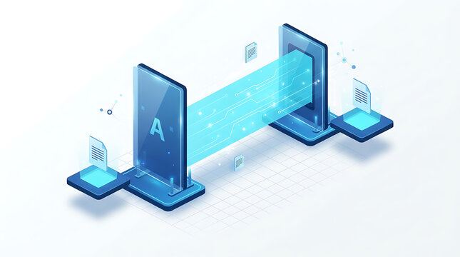 Data Transfer Illustration Showing Digital Information Exchange