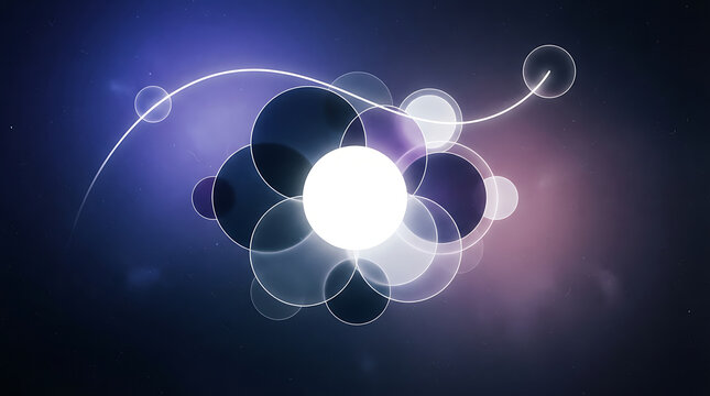 Abstract Background With Glowing Circles And Swirling Light Lines For