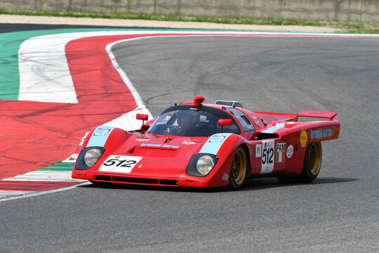 Scarperia, Italy April 5th 2024: Ferrari 512 M 1971 drive by David HART in action during Mugello Classic 2024 at Mugello Circuit in Italy.