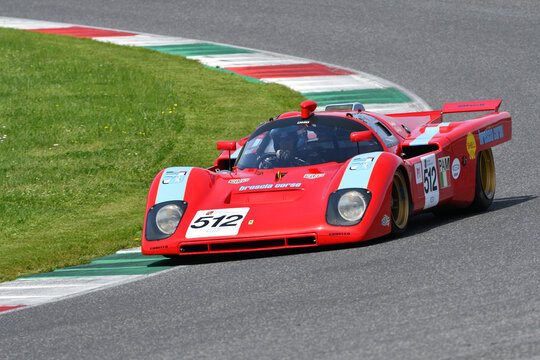 Scarperia, Italy April 5th 2024: Ferrari 512 M 1971 drive by David HART in action during Mugello Classic 2024 at Mugello Circuit in Italy.
