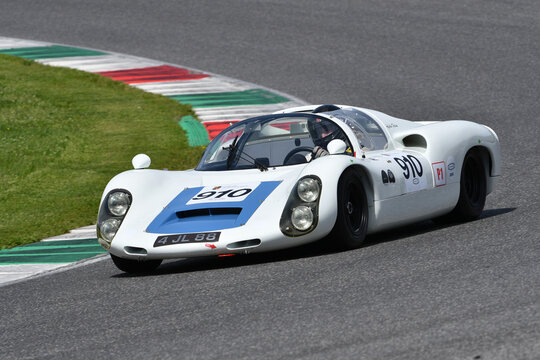Scarperia, 5 April 2024: Porsche 910 year 1967 in action during Mugello Classic 2024 at Mugello Circuit in Italy.