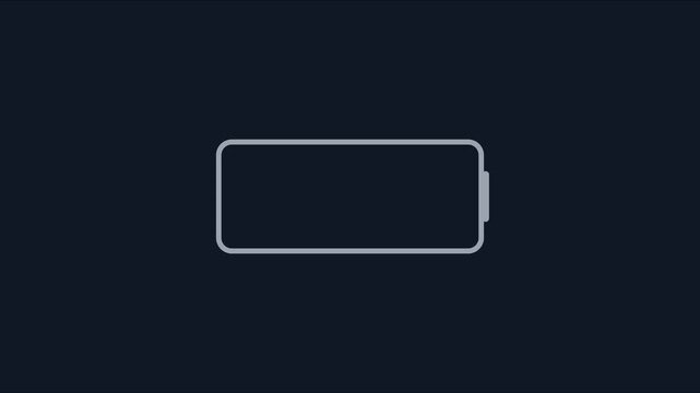 Minimalist empty battery animation on dark 4k background, for technology and, power concepts, energy charge