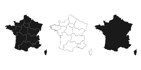 Map of france with provinces, regions, and blank outline © top design
