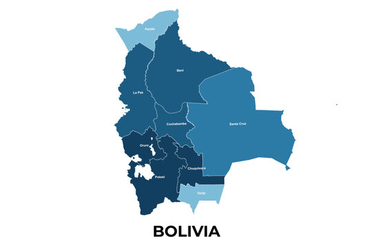 Bolivia map vector illustration political map of bolivia with provinces and names south american country geography