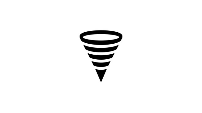 Black spiral tornado icon on white background.