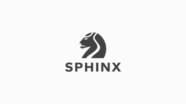 Minimalist black sphinx head profile logo