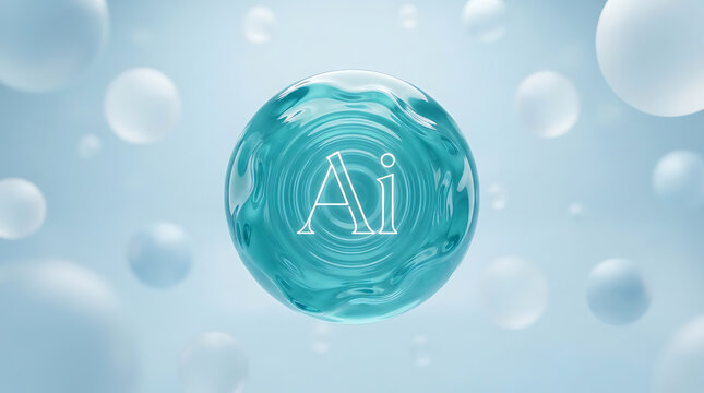 Artificial Intelligence Concept Using A Floating Glass Sphere With