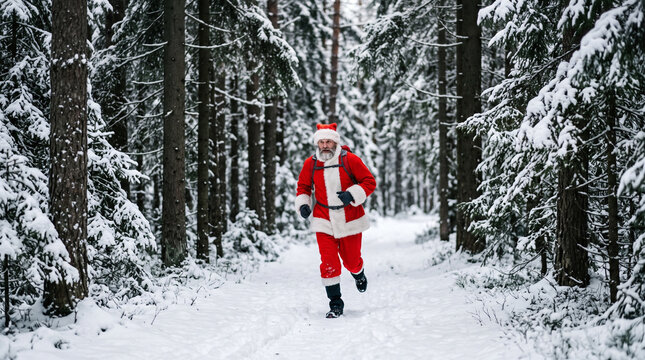 Santa Run, Festive Runner in Snowy Forest
