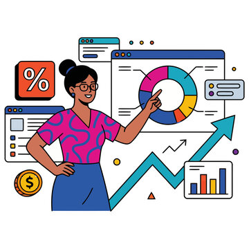 Businesswoman Analyzing Digital Growth Metrics