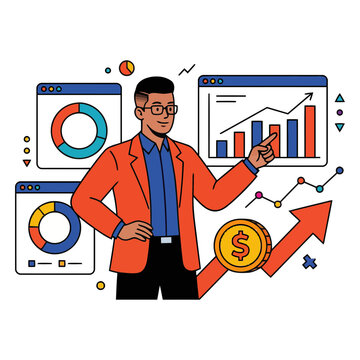 Businessman Showing Financial Report Dashboard