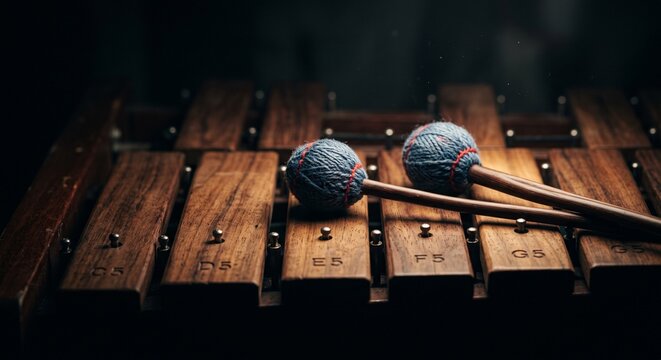 A close-up photograph of a classic xylophone 