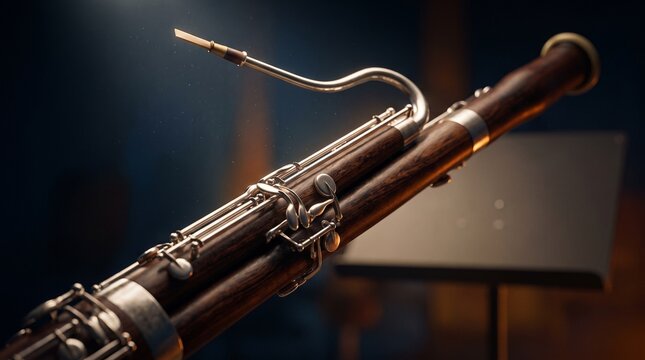 A close-up photograph of a classic bassoon fagot