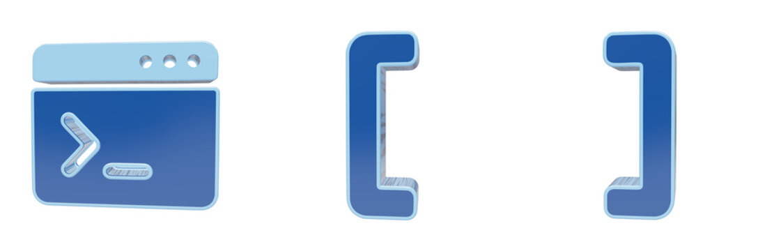 Programming window terminal icon next to a pair of brackets for coding and development software