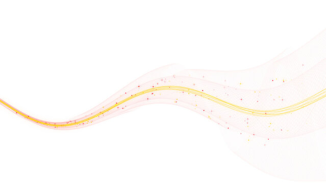 Vibrant Glowing Fiery Orange Ribbon with Yellow Sparks on Black Background