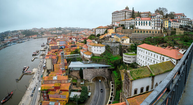Porto cityscape panoramic view by Douro river