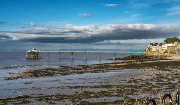 View of the Victorian Pier at Clevedon, Somerset, UK.