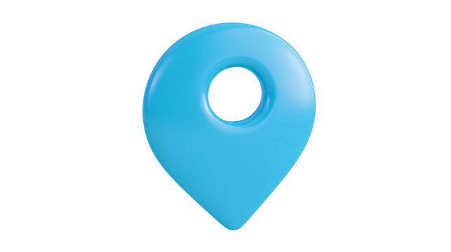 Shiny blue map pin marker, isolated on transparent background