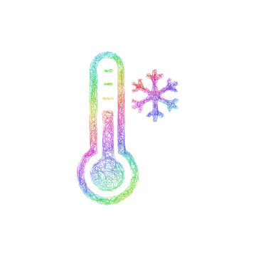 Rainbow color sketch cold temperature icon design