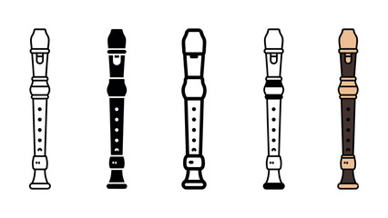 Set of recorder musical instrument vector icons in various graphic styles © Artist hub