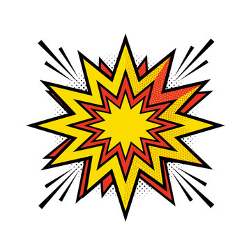 Comic book style star burst speech bubble explosion graphic element for comic page design