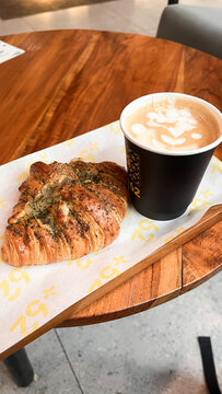 Coffee drink with fresh croissants. Bekasi, Indonesia, August 27, 2026