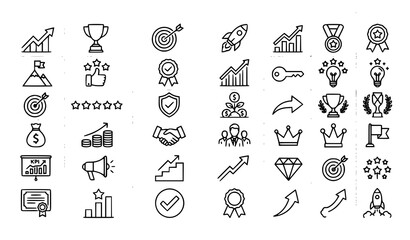 Fototapeta premium Mastery Mindset and Success Achievement Linear Icon Pack Vector