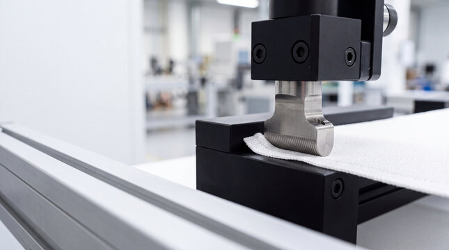 Fabric tensile testing machine in industrial lab for textile quality control and material strength measurement