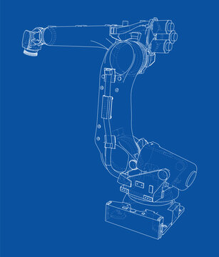 robotic arm blueprint illustration. Vector