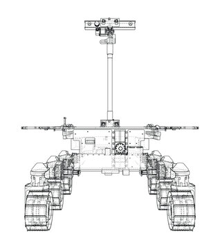 Mars rover wireframe illustration. Vector