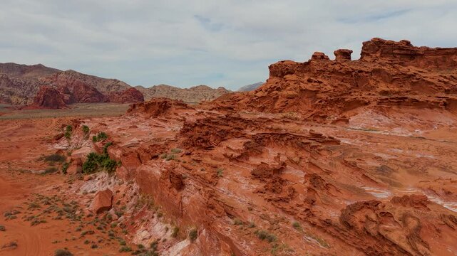 Aerial Red Sandstone Formations Little Finland Gold Butte National Monument Flyover