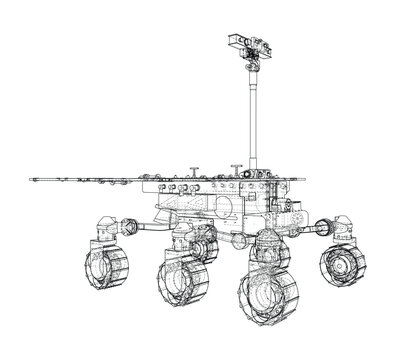 Mars rover wireframe illustration. Vector