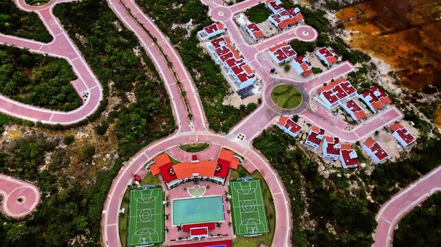 Aerial revealing a new real estate project development