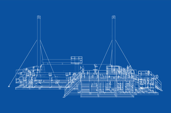 industrial machinery blueprint. Vector
